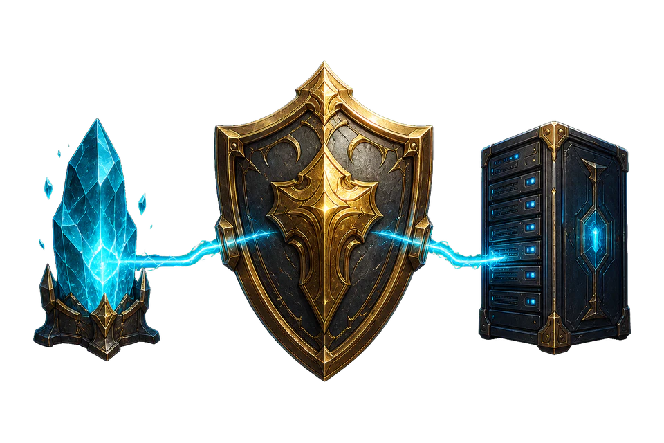 A protective shield repairing a broken connection to the game server